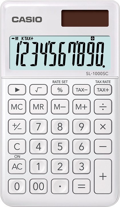 Immagine prodotto Casio Calcolatrice BIC SL1000SCW 10 cifre bianco (Batterie, Celle solari)
