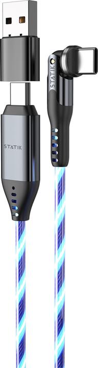 Produktbild Statik 360° drehbares & glowing USB-C-C Kabel 1.8m (2 m, USB 2.0, 60 W)