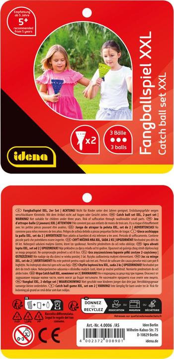 Actual product image Idena Catch ball game XXL Set of 2 incl. 3 balls (1 - 2 Players)