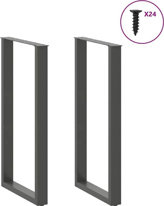 Image du produit vidaXL Pieds de table basse en U 2 pcs. Anthracite 60x(110-111) cm Pied de table en acier