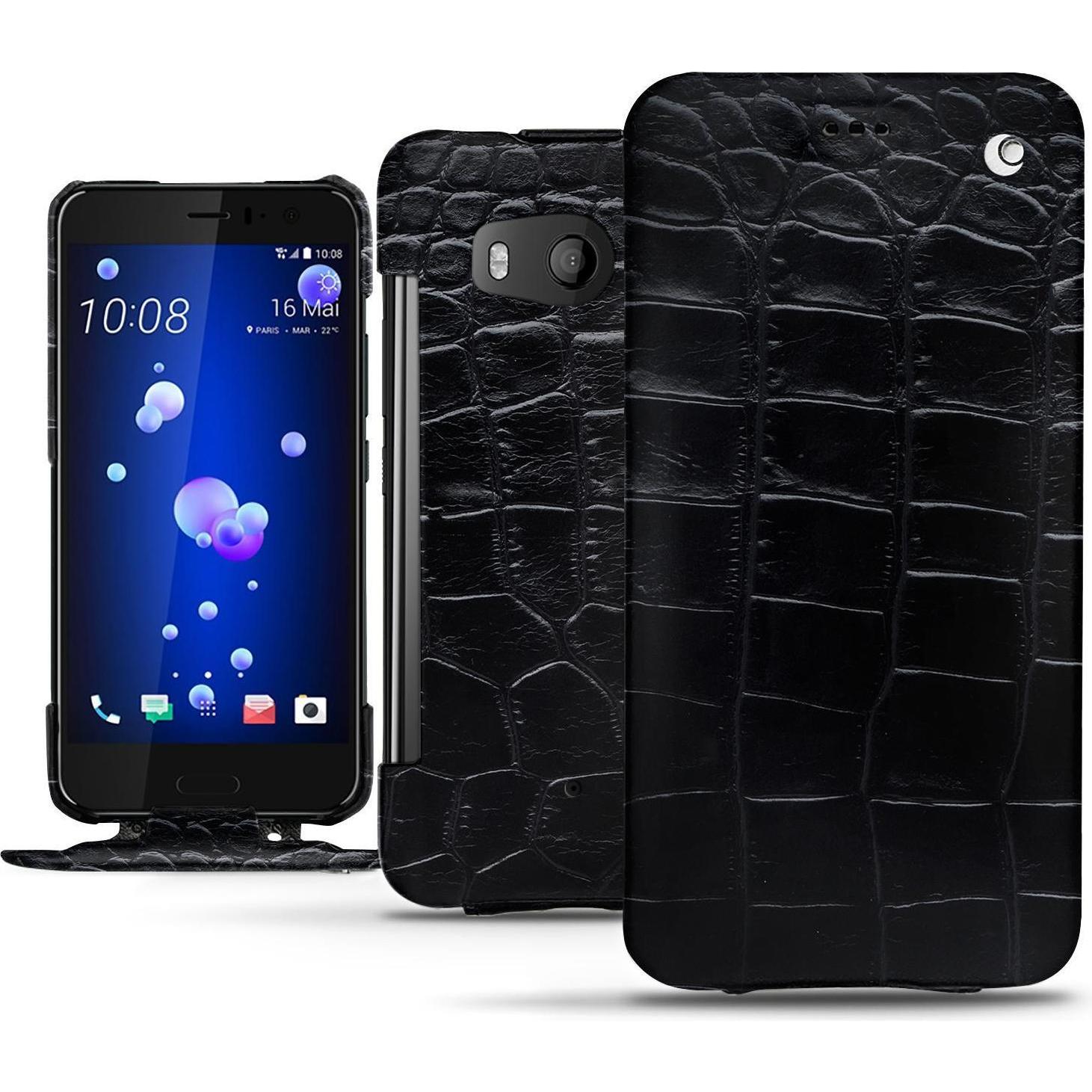 Thumbnail - Noreve Lederschutzhülle vertikal (HTC U11), Smartphone Hülle, Schwarz