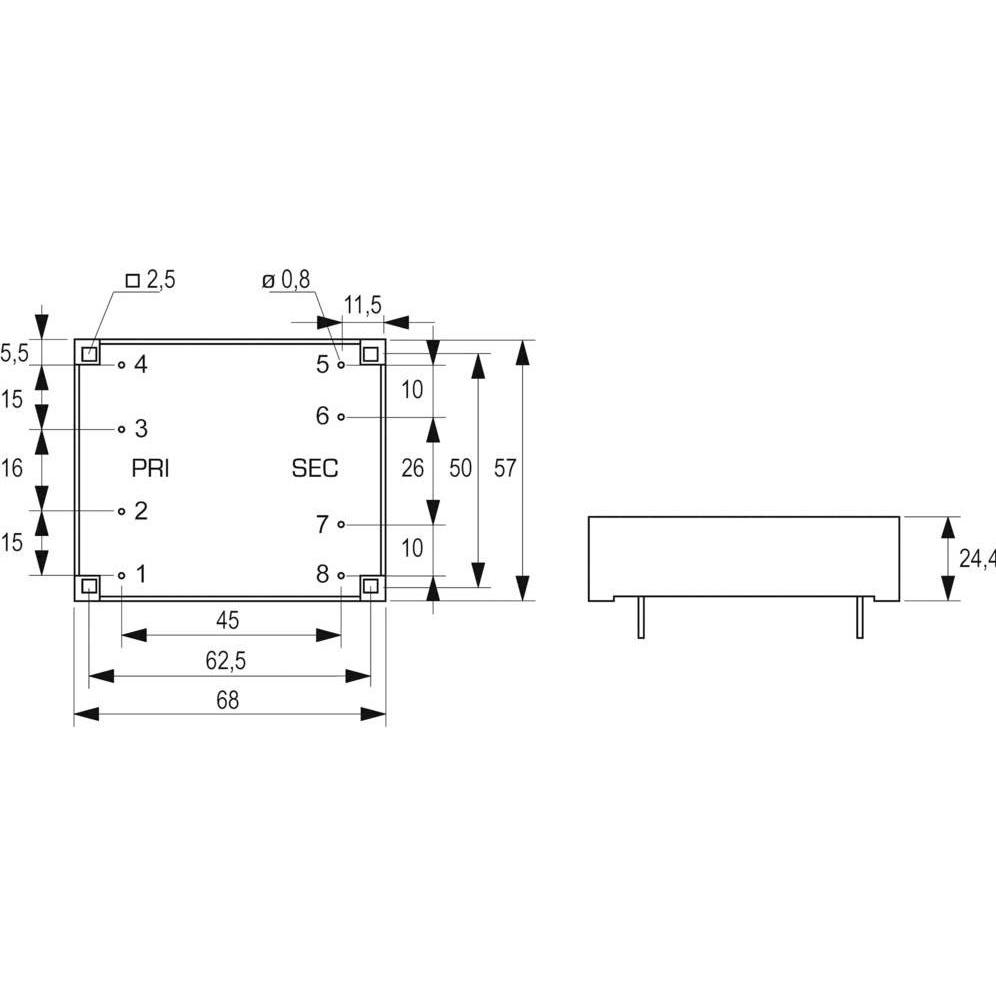 Thumbnail - Block Transformator FL PCB 14VA 2x12V, Transformator