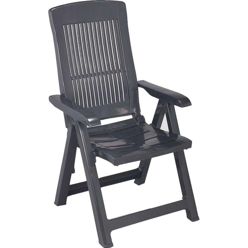 ProGarden, Sedia da giardino, Klappsessel Tampa anthrazit Vollkunststoff