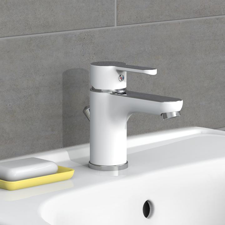 Actual product image Eisl Bathroom tap DIZIANI basin mixer white chrome single lever mixer tap NI075DINWCR