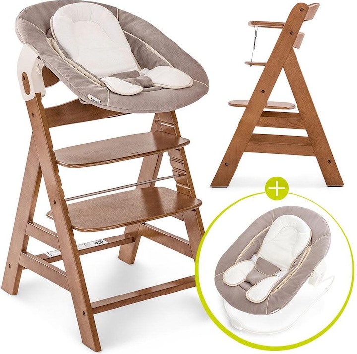 Produktbild Hauck Hochstühle Alpha Plus Walnut Newborn Set - 3-tlg. Hochstuhl (Hochstuhl)
