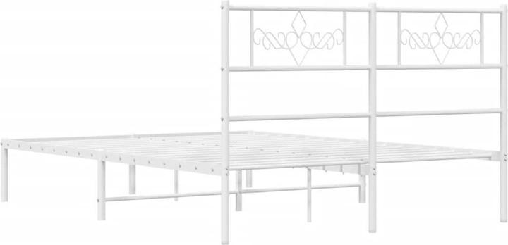 Produktbild vidaXL Bettgestell mit Kopfteil Metallbett Bett Doppelbett Weiss 140x200cm (140 x 200 cm)