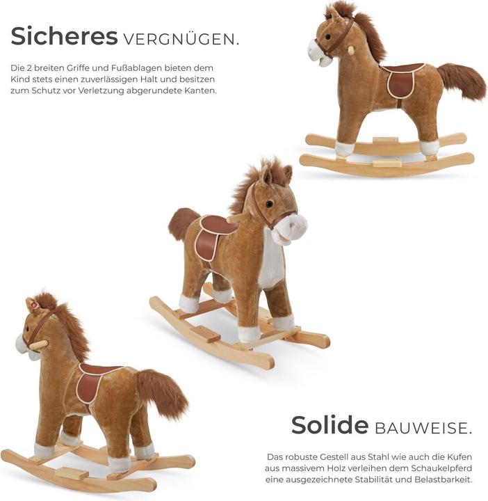 Image du produit tectake Cheval à bascule en peluche, design de haute qualité, à partir de 24 mois