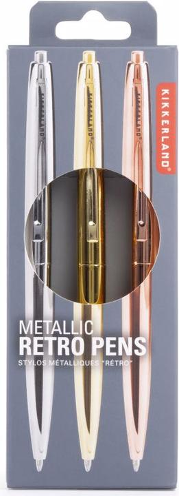 Produktbild Kikkerland Metallic Retro Pens (Silber, Gold, Kupfer, 3 x)