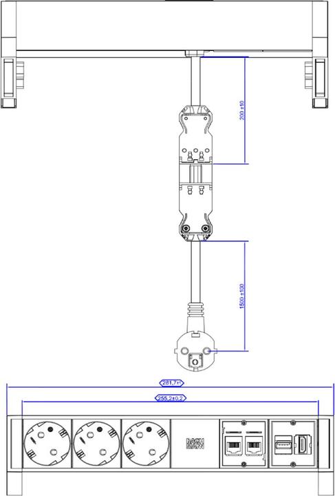 Image du produit Bachmann DESK2 - 3xSchuko, 2xCAT6 & (3 x, TPS18, 1.50 m)
