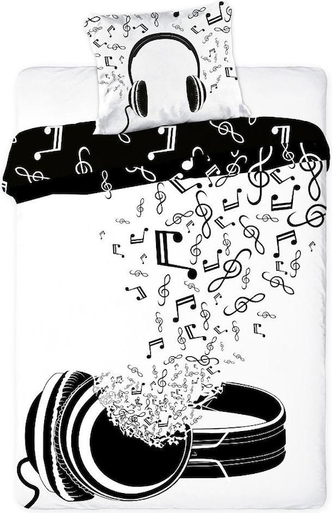 Produktbild Faro Jugendbettwäsche MUSIC Set 140x200cm + Kopfkissen 70x90cm