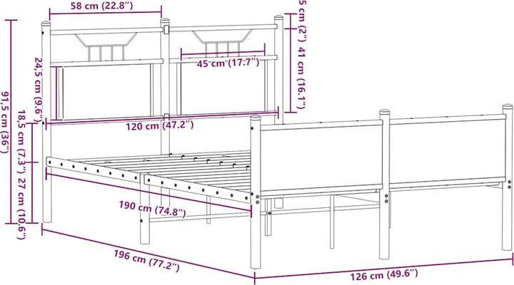 Image du produit vidaXL Bettgestell (120 x 190 cm)