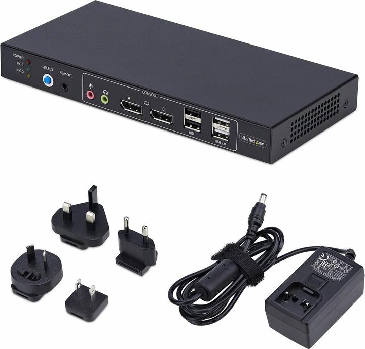 Produktbild StarTech .com P2ADD121D-KVM-SWITCH, 3840 x 2160 Pixel, 4K Ultra HD, 36 W, Schwarz
