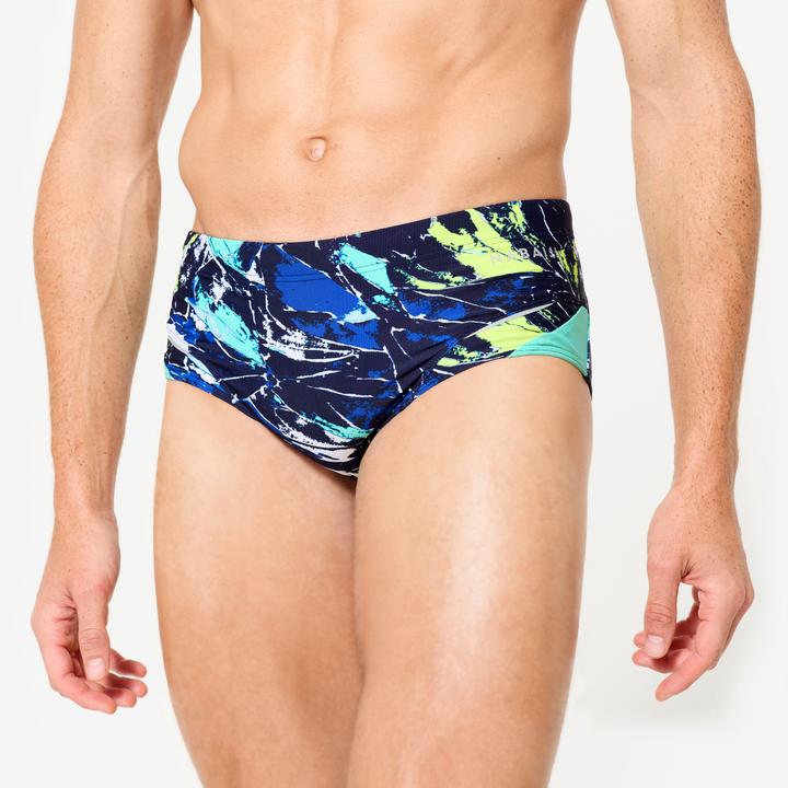 Actual product image Nabaiji Badehose Slip Herren Kastenform - 900 Motu blau/grün (42)