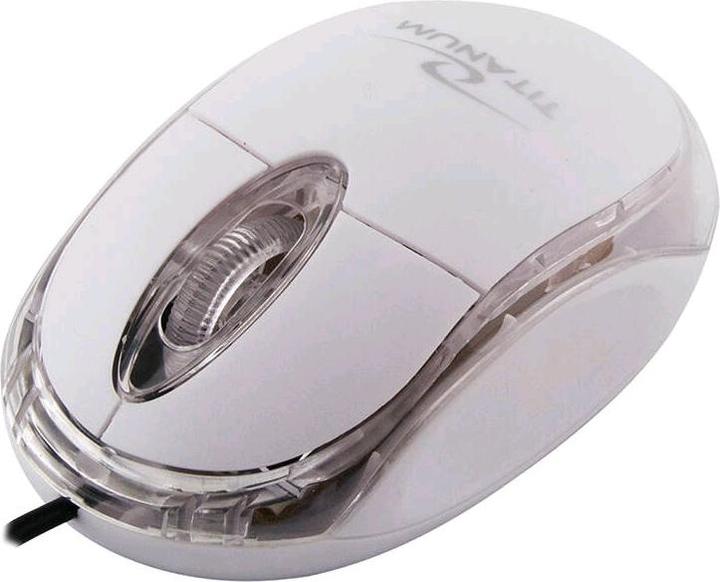 Actual product image Titanum TM102W, Ambidextrous, Optical, USB Type-A, 1000 DPI, White (Cable)