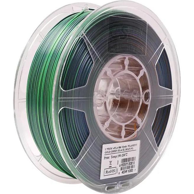 eSUN eSilk Mystic-PLA Gold-Schwarz-Grün Filament 1.75mm 1Kg (PLA, 1.75 mm, 1000 g, Mehrfarbig), 3D Filament, Mehrfarbig