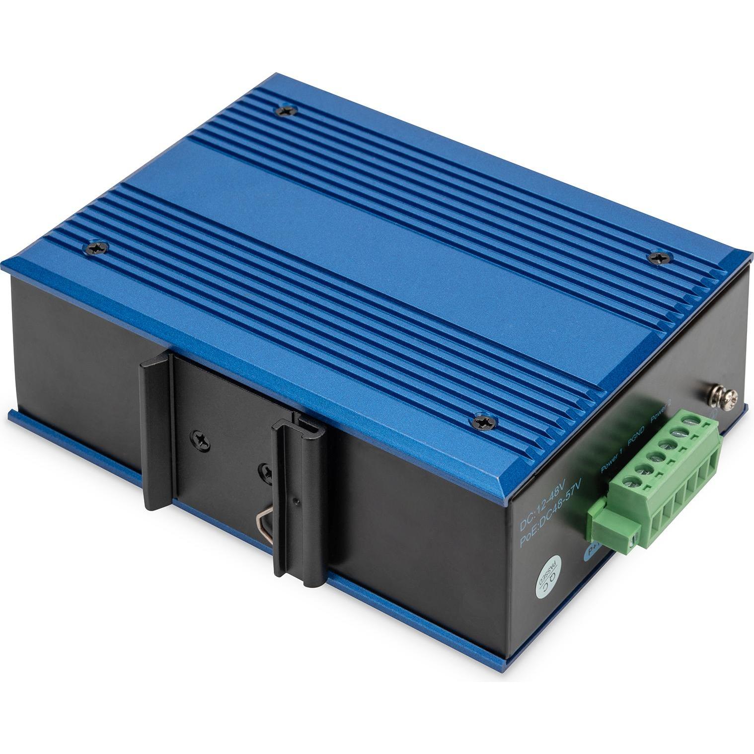 Digitus 8-port 10/100/1000BASE-TX+1000Base-FX Industrial Ethernet Switch (8 Ports), Netzwerk Switch, Schwarz