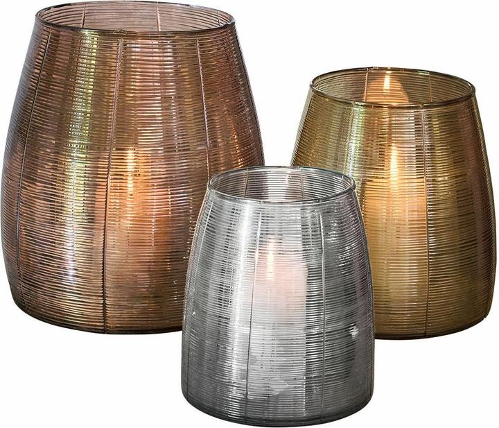 Loberon Windlicht 3er Set Uvenar gold/silber/bronze (3 x)
