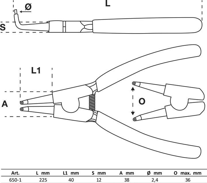 Produktbild BGS Sprengringzange abgewinkelt für Aussensprengringe 225 mm (225 mm)