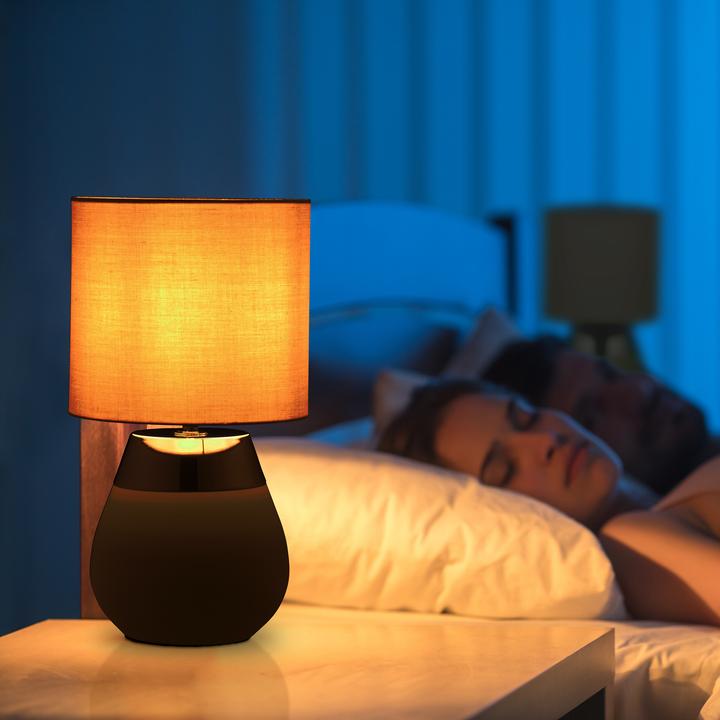 Produktbild Relaxdays Tischlampe mit Stoffschirm 2er Set (E14)