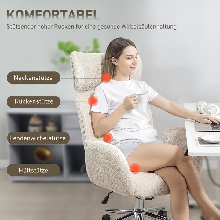 Immagine prodotto Homcom Schreibtischstuhl Polyester, Stahl Hellgrau (47.50 - 55.50 cm)