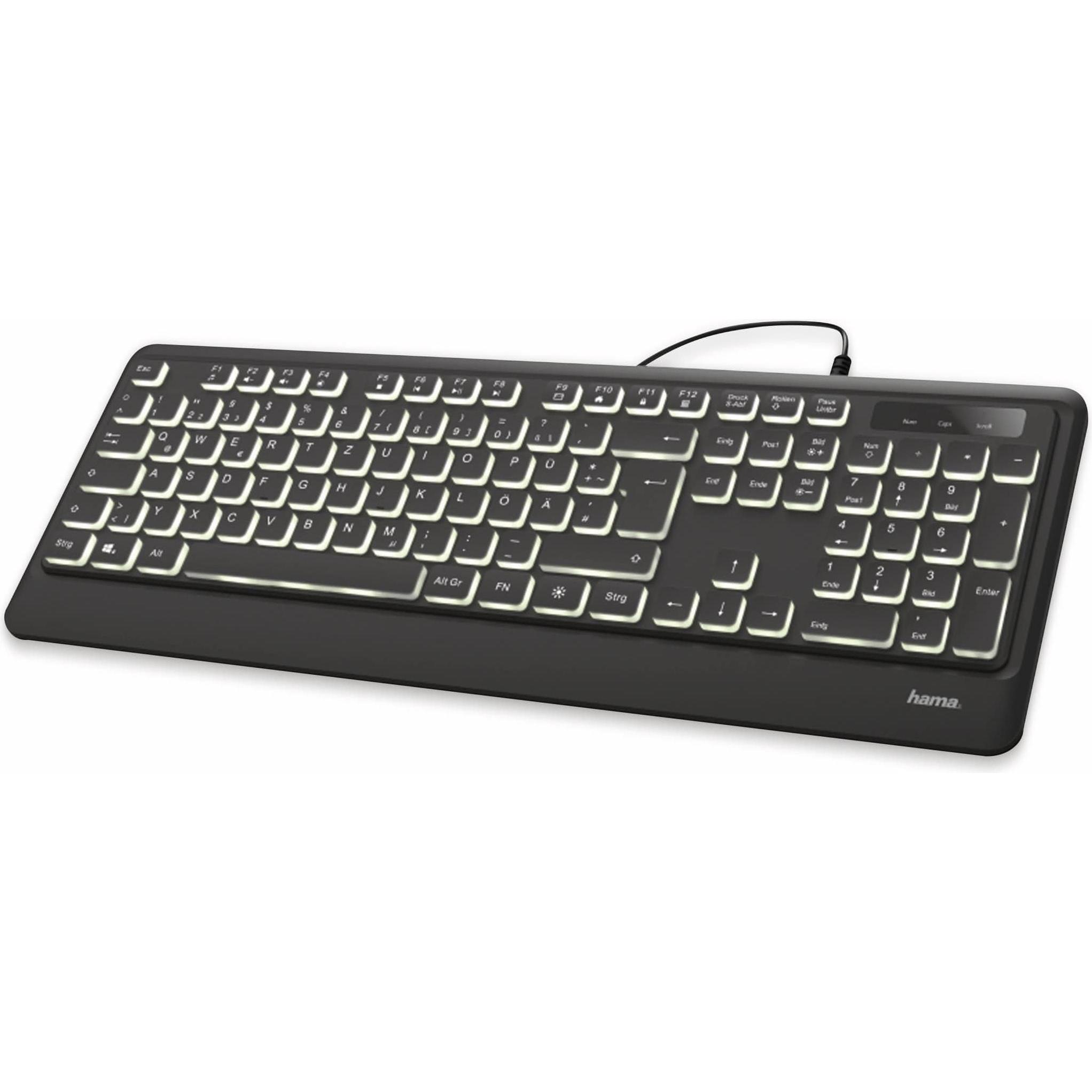 Hama KC-550 (DE, Kabelgebunden), Tastatur, Schwarz