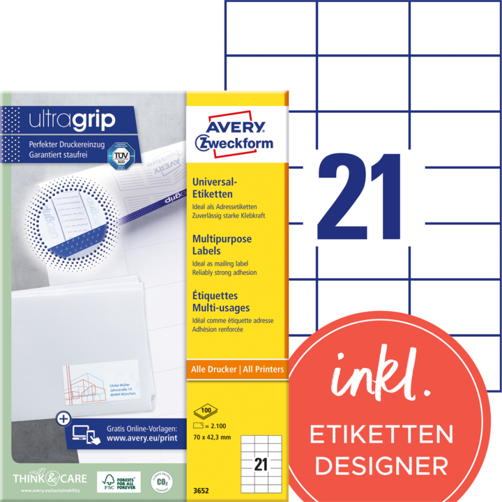 Actual product image Avery universal labels