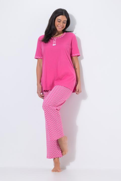 Produktbild Ulla Popken Pyjama, gemustert, Rundhals, Halbarm, Taschen (50, 52)