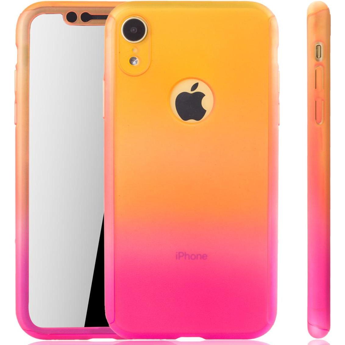 König Design Hülle Handy Schutz für Apple iPhone XR Full Case Cover Displayschutz Bumper Pink (Apple iPhone XR), Smartph...