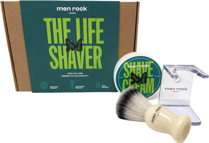 Men Rock The Life Shaver Sicilian Lime Essential Shaving Kit, shaving cream 100ml, sahving brush, drip stand (Aftershave Gel, 100 ml)