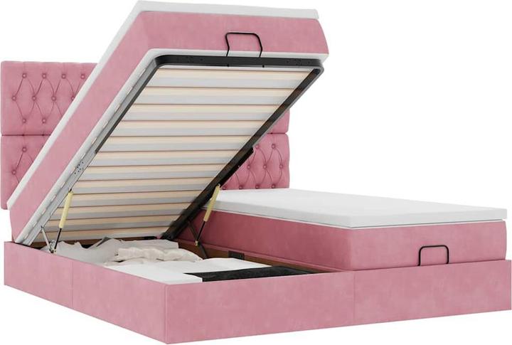Immagine prodotto vidaXL Letto ottomano con materassi rosa 200x200 cm in velluto (200 x 200 cm)