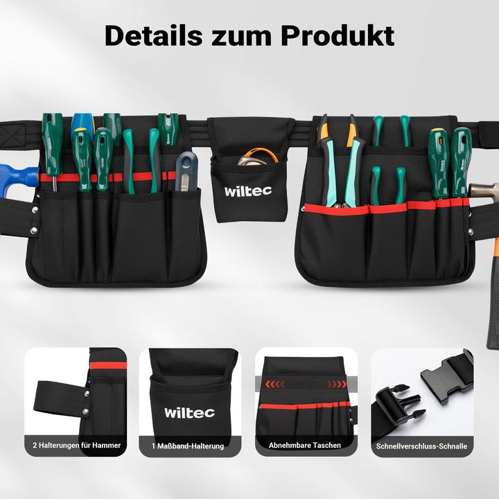 Produktbild Wiltec Werkzeuggürtel 63,5x25,5cm Gürteltasche 23 Fächer Werkzeug Tasche