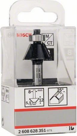 Produktbild Bosch Professional Zubehör Laminat-Bündigfräser, 8 mm, D1 23,7 mm, B 5,5 mm, L 12 mm, G 54 mm, 25°