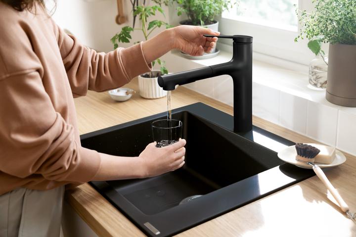 Image du produit hansgrohe HG Mitigeur monocommandé pour évier Zesis M33 160, douchette extractible, 2 jets noir mat