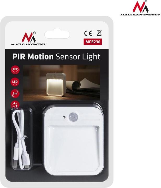 Actual product image Maclean MCE236 MCE236 LED stair lamp with motion sensor 4000K akum 3.7V/500mAh