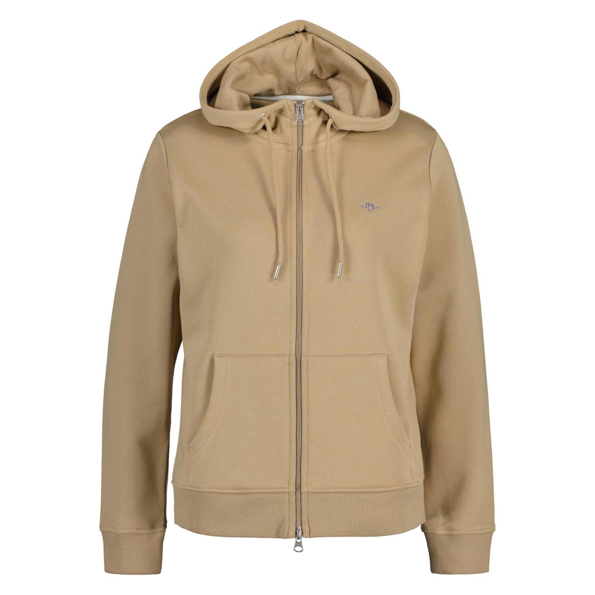 Gant, Vrouwen, Springer, Normale Schild Ritssluiting Hoodie, Bruin, (L)