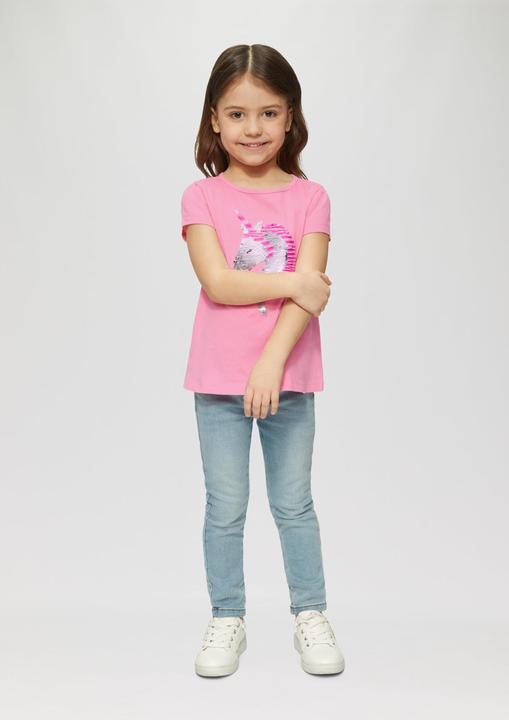 Produktbild S.Oliver T-Shirt Baumwollshirt in A-Shape mit Wendepailletten (140)