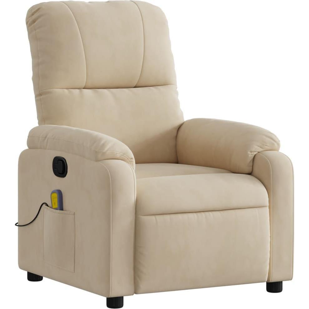 VidaXL, Massageliege + Massagesessel, Massagesessel Creme Mikrofasergewebe,Farbe: Creme,Material