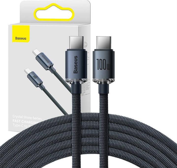 Productafbeelding Baseus Crystal Shine Series Snel Opladen Datakabel Type-C naar Type-C 100W 1,2m Zwart (1.20 m, 100 W)