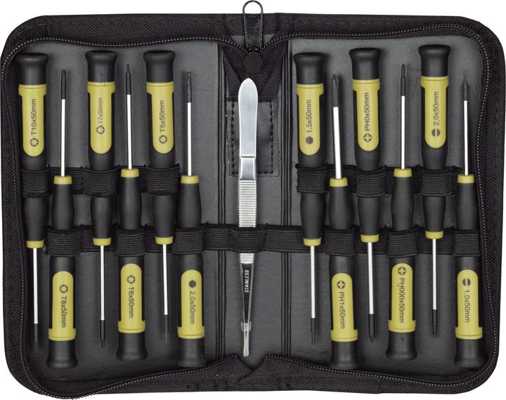 Actual product image Proxxon MICRO-DRIVER Screwdriver set, 13 pcs. in bag (Phillipps cross recess (PH), Torx (TX), hexagon, Slotted screws)