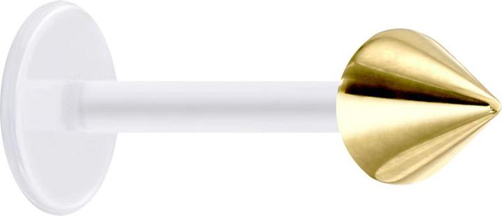 Produktbild Star Piercing Micro Labret transparent mit Cone vergoldet (Chirurgenstahl 316L, ohne Messing, Bioflex)