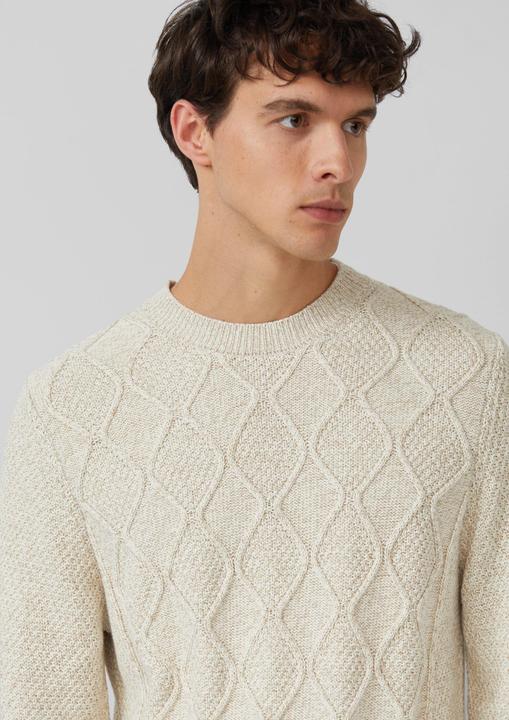 Produktbild s.Oliver Strickpullover Melierter Baumwoll-Strickpullover mit Zopfmuster (XXL)