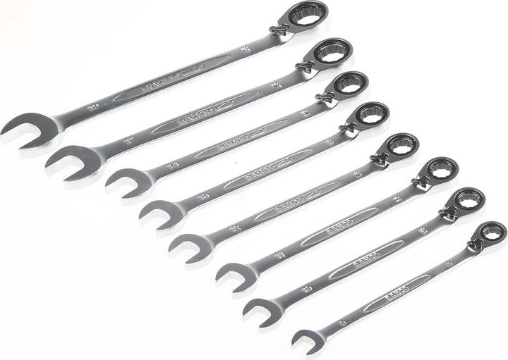 Produktbild Bahco Satz metrische Knarren-Ring-Maulschlüssel - 8-teilig/Kunststoffhalter (19 mm)