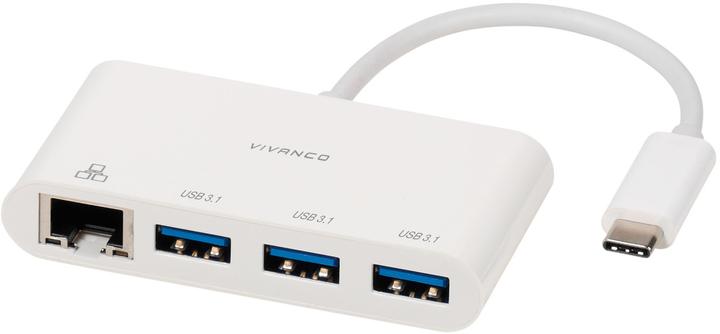 Actual product image Vivanco USB-C adapter (4x RJ45 jack, USB 3.0 jack A (USB-C, 4 ports)