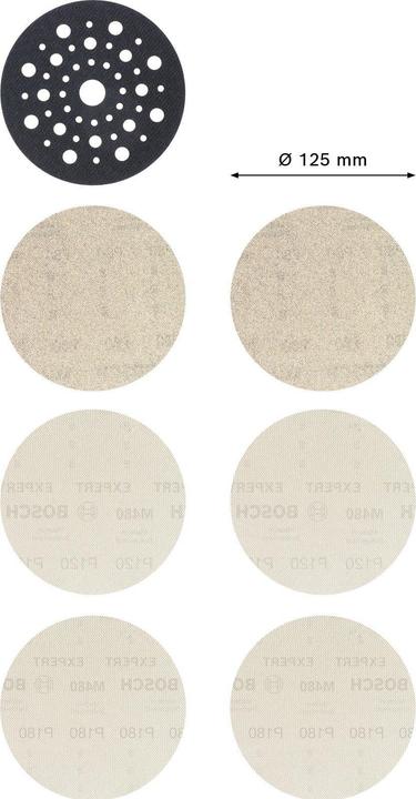 Actual product image Bosch Professional Zubehör EXPERT M480 starter set for random orbital sanders, 125 mm, 7 pcs. (80, 120, 180)