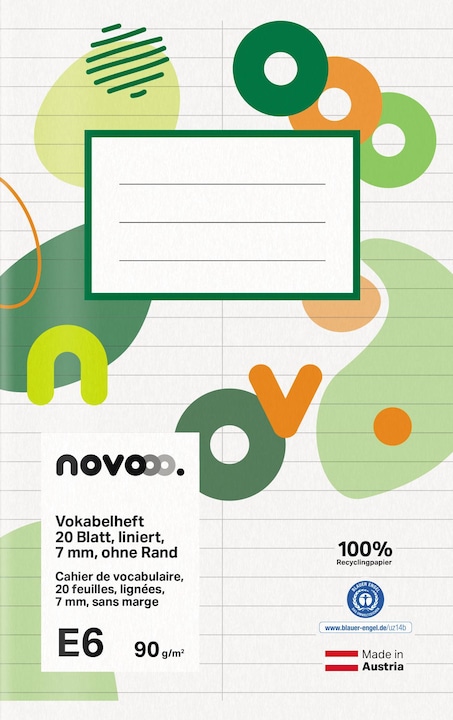 Novooo Vokabelheft E6 (E6, Liniert)