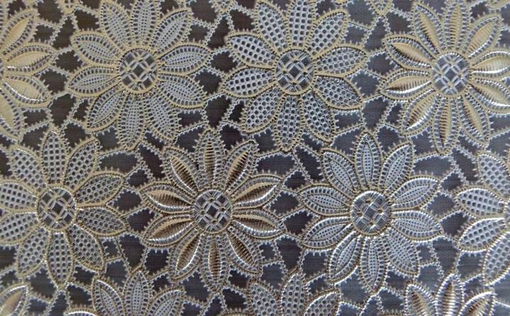 Actual product image Via Chasse Silver Tablecloth with White Lace
