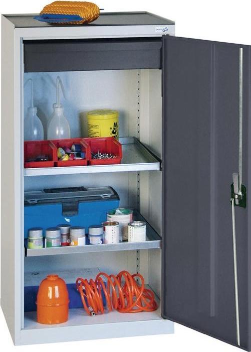 Immagine prodotto Armadio porta attrezzi H1000xL500xP500 mm 1 cassetto, 2 ripiani grigio chiaro, RAL 7035/grigio (80 cm, 100 cm)