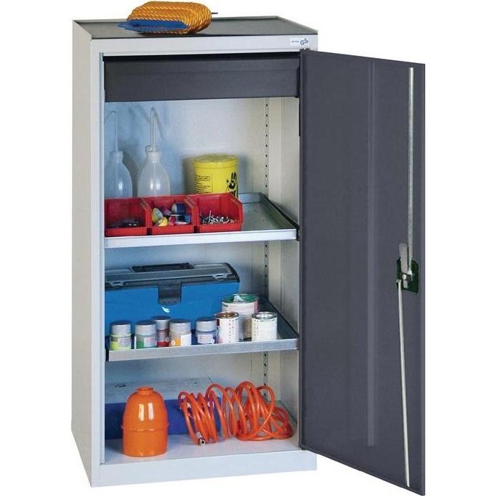 Stumpf & Kossendey, Werkstattschrank, Werkzeug-/Beistellschrank H1000xB500xT500 mm 1 Schublade, 2 Böden lichtgrau/anthra...