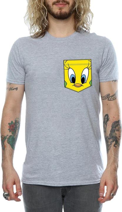 Image du produit Looney Tunes - T-shirt TWEETY PIE FACE FAUX POCKET - Homme (XL)