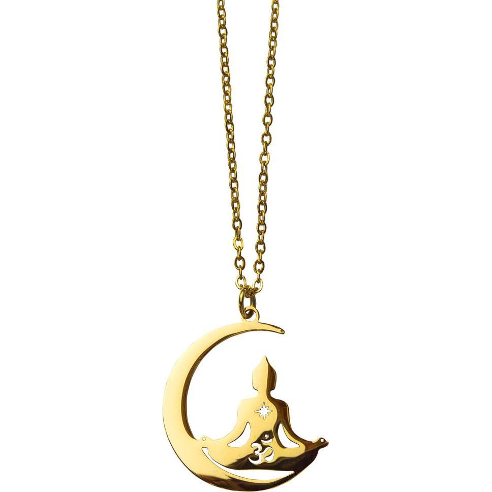 Saraswati, Halsschmuck, Halskette Buddha Moon.AE017, (Edelstahl)